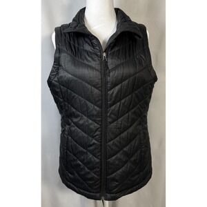 Columbia Omni Heat Vest Womens Large Black Insulated Quilted Full Zip Puffer